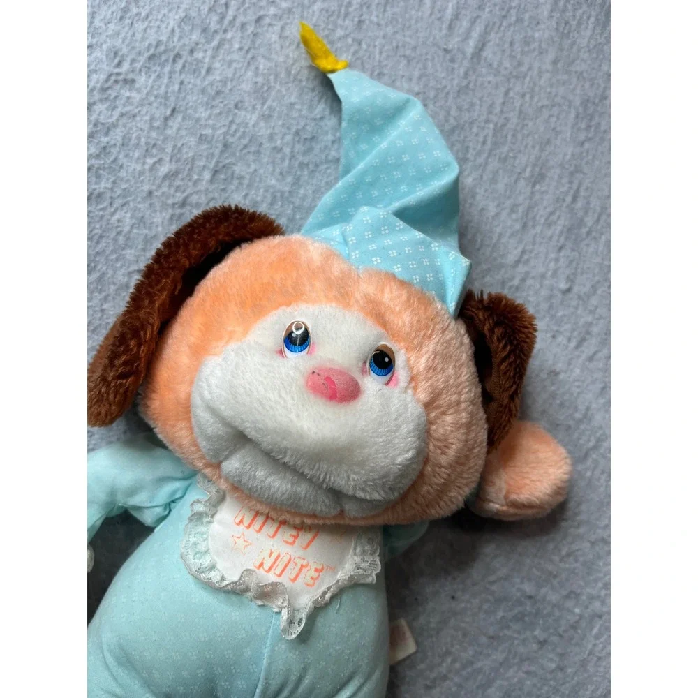 Commonwealth vintage Nite Nite Sleepy‎ Dog Plush Toy Light Blue Pajamas Star Hat